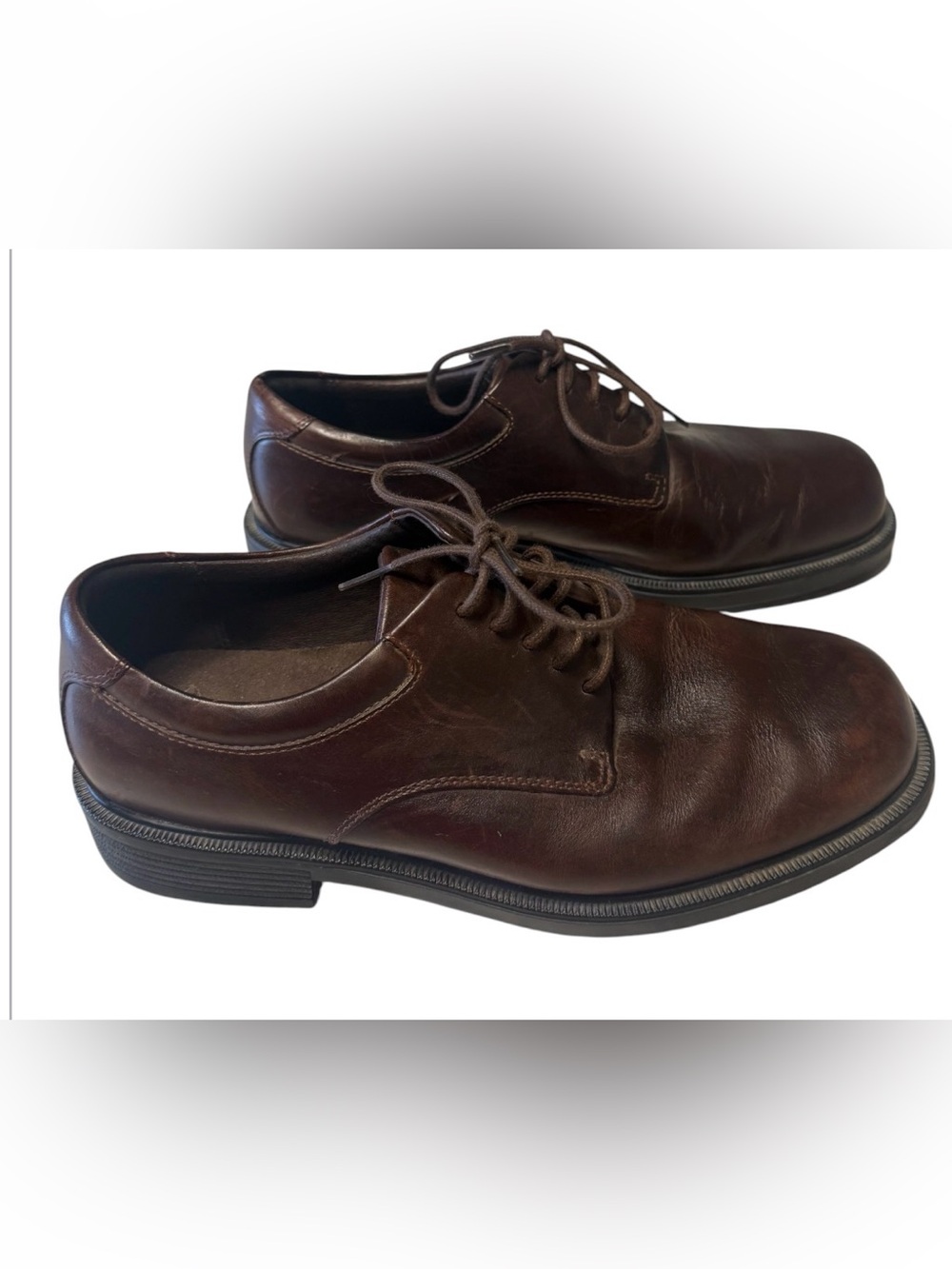 Rockport Men's Margin Dark Brown Leather Lace-Up Oxfords sz9.5W Dress Shoe